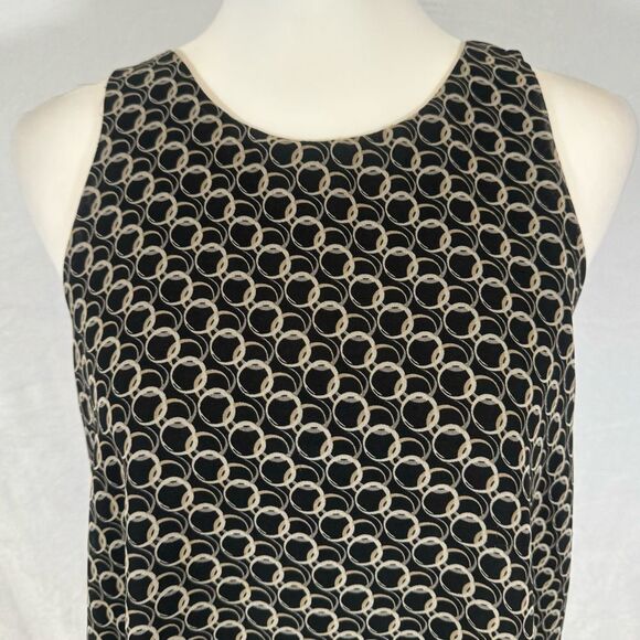 Max Studio black mocha and midnight blue geo print tunic length top size medium - Picture 2 of 7